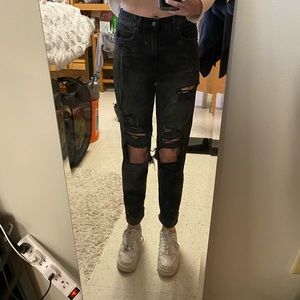 Black Ripped American Eagle Mom Jeans